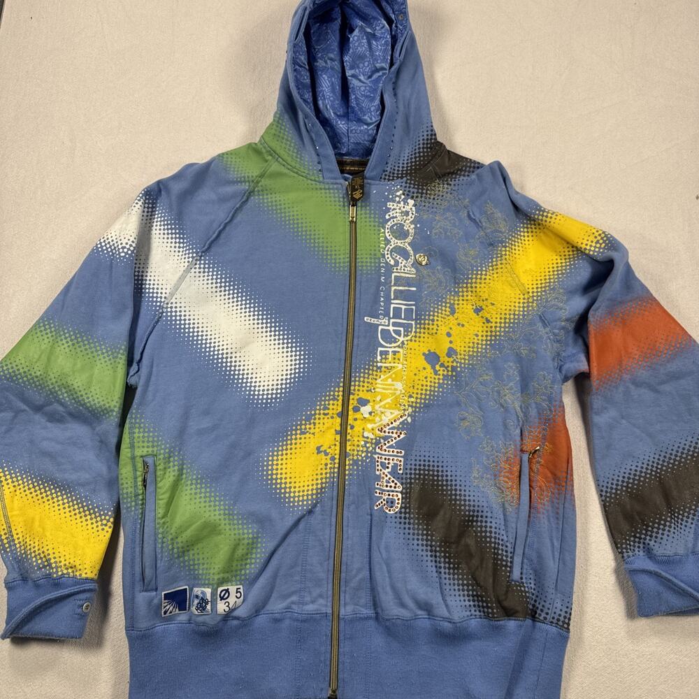 Rocawear Y2K Full-Zip Graphic Hoodie Men’s Size XL Multi-Color